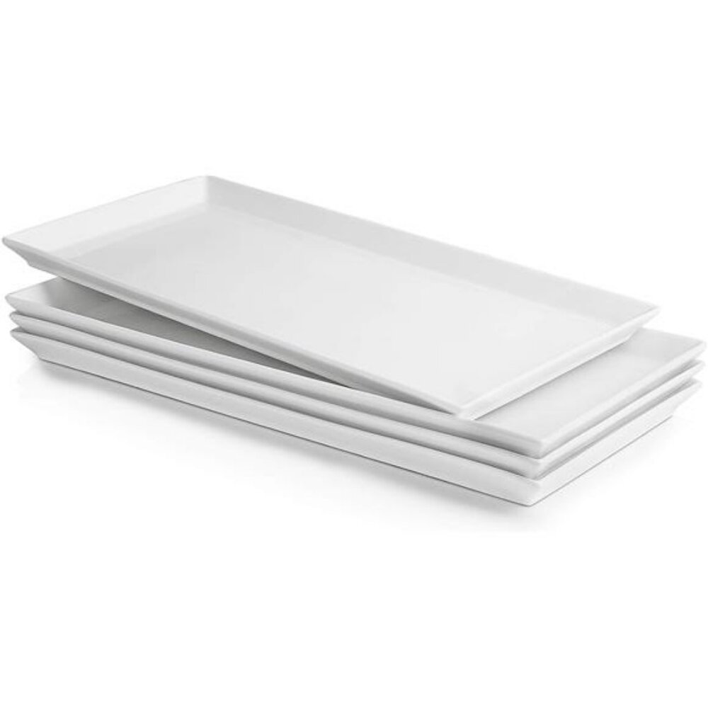 White Serving Platters, Porcelain Serving Trays, Large Rectangular Plates